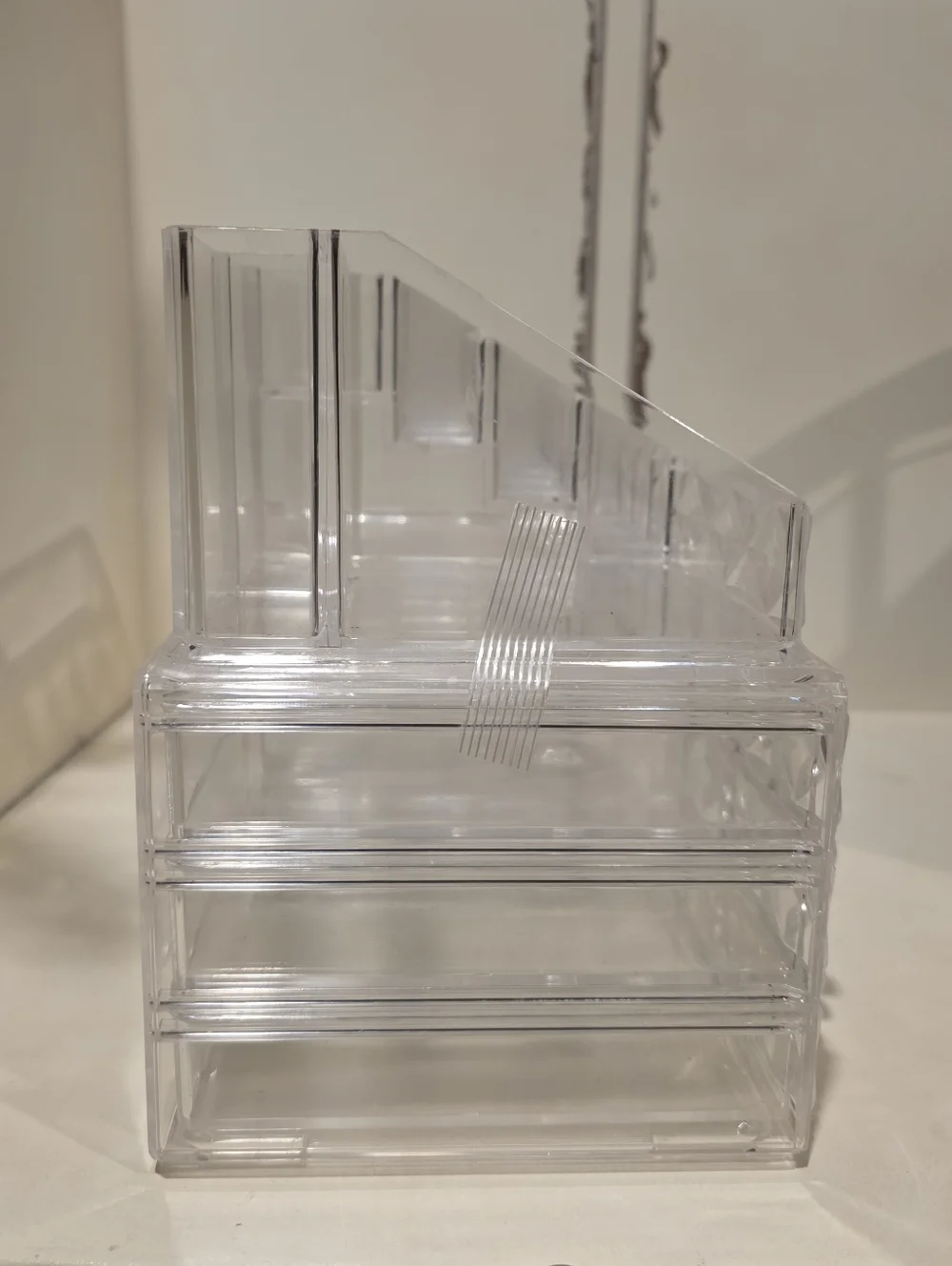 Clear Acrylic Cosmetic Organizer with Drawers and Compartments